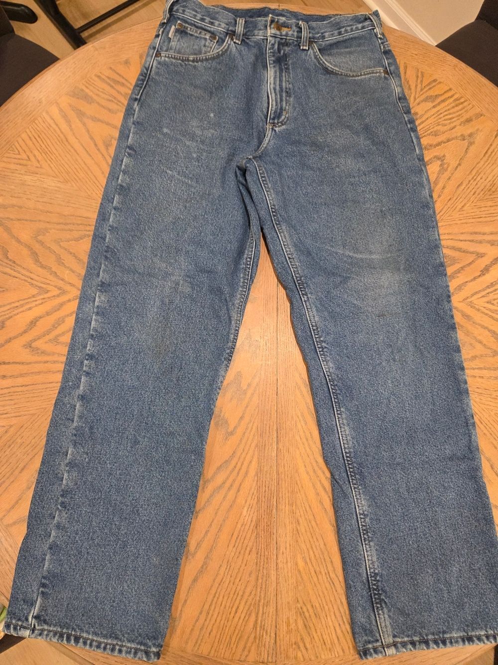 Carhartt Jeans Mens 33x32 B172 DST Flannel Lined Blue Workwear Gorpcore Grunge